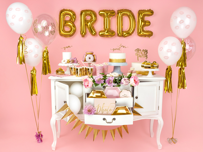 Bride to be lánybúcsús átlátszó lufi arany vagy rózsaszín színben (6 db/csomag)