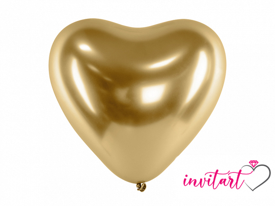 50 db szív formájú 27 cm-es fényes króm lufi rose gold, arany, ezüst