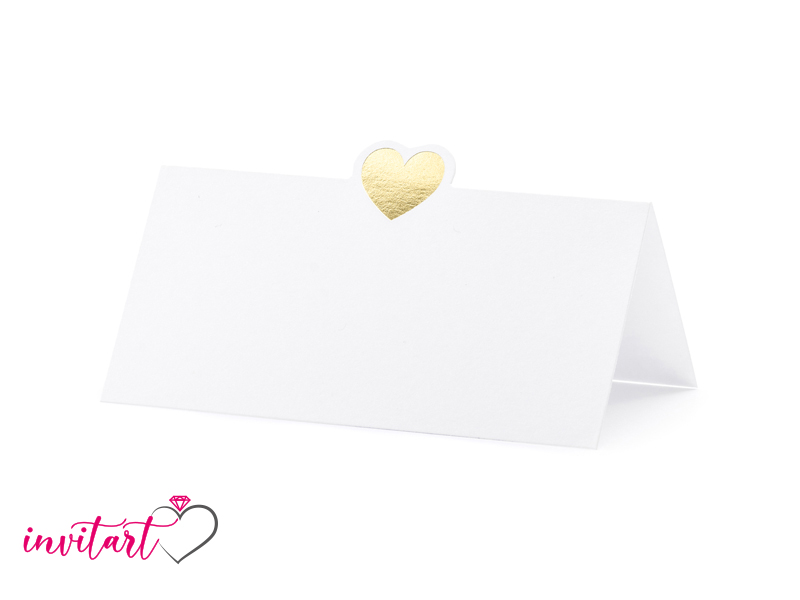 Arany színű szív mintával díszített ültetőkártya (10 db/csomag)