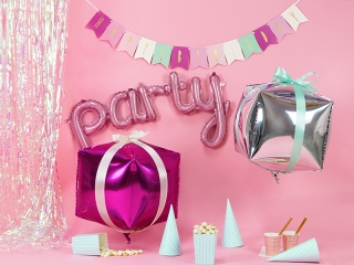 Party feliratú felfűzhető lufi rózsaszín